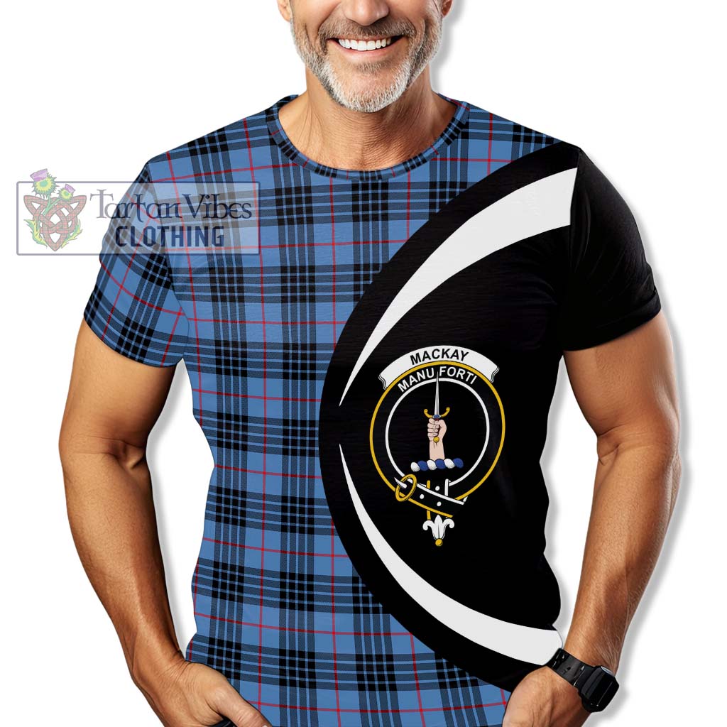 Tartan Vibes Clothing MacKay Blue Tartan T-Shirt with Family Crest Circle Style