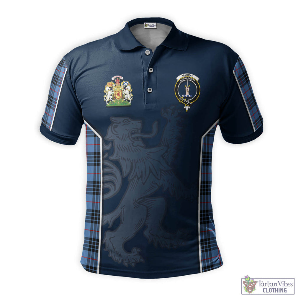 Tartan Vibes Clothing MacKay Blue Tartan Men's Polo Shirt with Family Crest and Lion Rampant Vibes Sport Style