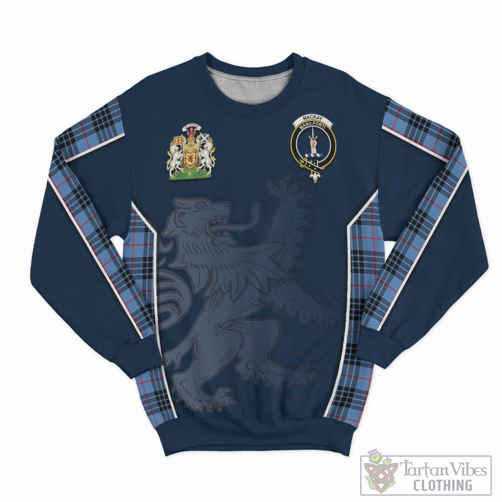 Tartan Vibes Clothing MacKay Blue Tartan Sweater with Family Crest and Lion Rampant Vibes Sport Style