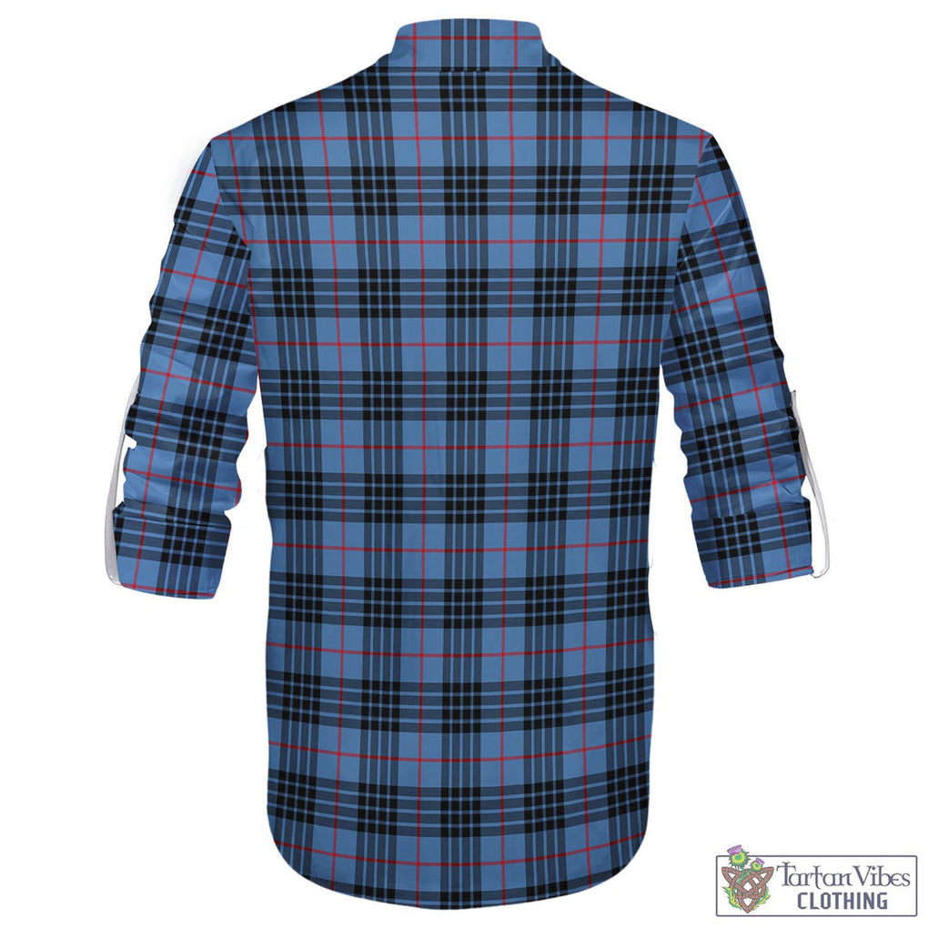 Tartan Vibes Clothing MacKay Blue Tartan Men's Scottish Traditional Jacobite Ghillie Kilt Shirt