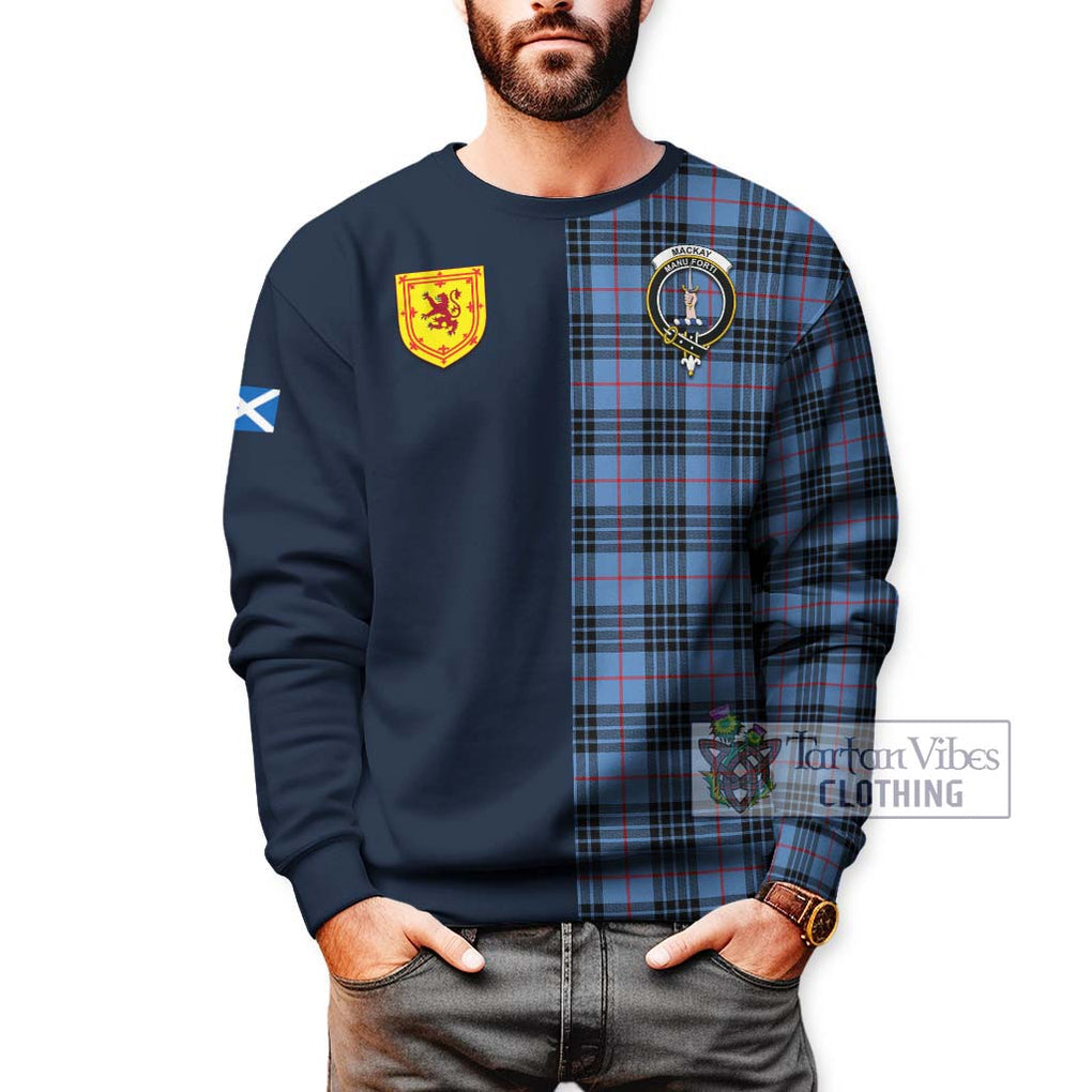 Tartan Vibes Clothing MacKay Blue Tartan Sweatshirt with Scottish Lion Royal Arm Half Style