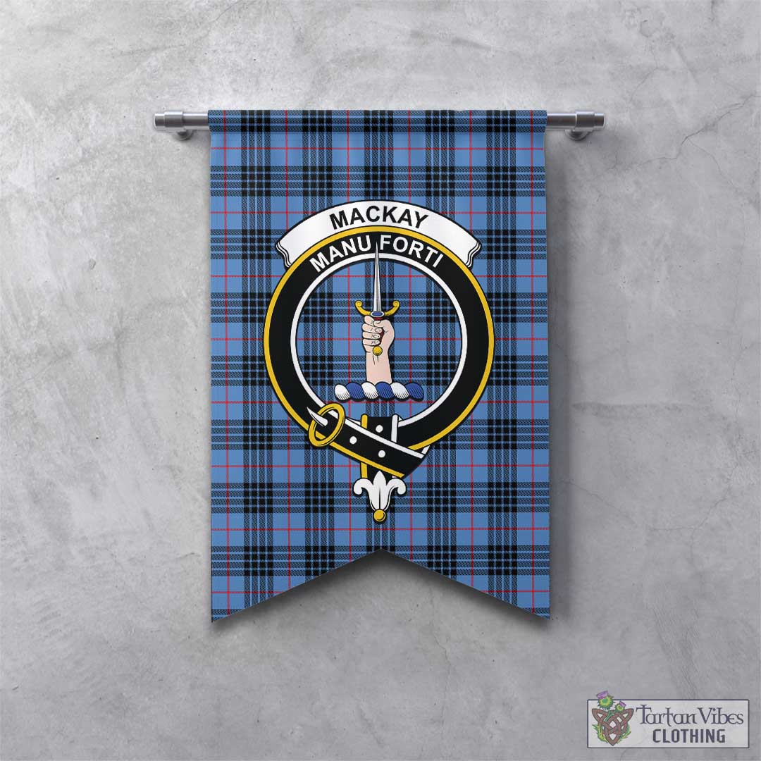 Tartan Vibes Clothing MacKay Blue Tartan Gonfalon, Tartan Banner with Family Crest