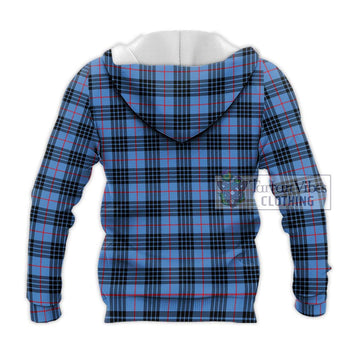 MacKay Blue Tartan Knitted Hoodie with Family Crest DNA In Me Style