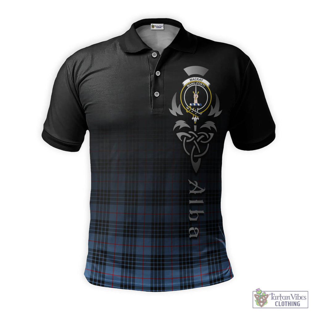 Tartan Vibes Clothing MacKay Blue Tartan Polo Shirt Featuring Alba Gu Brath Family Crest Celtic Inspired