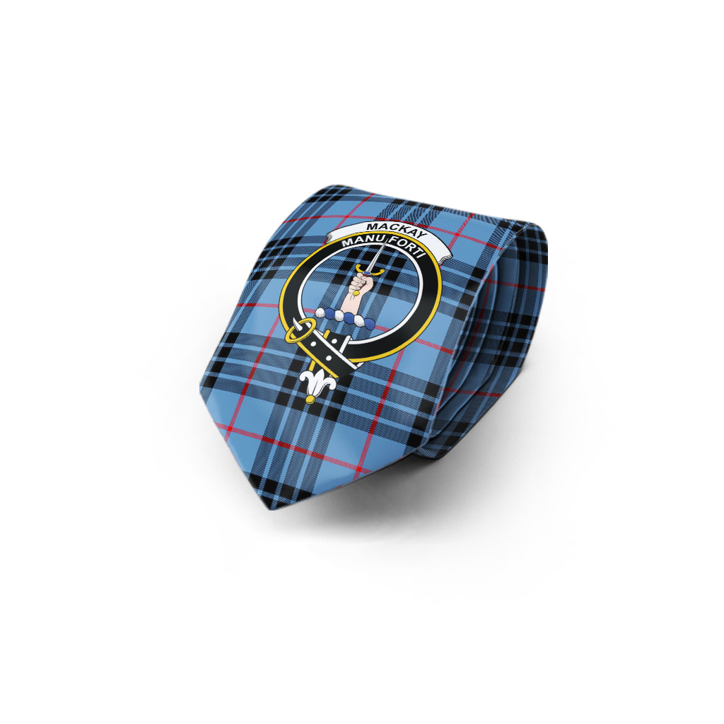 MacKay Blue Tartan Classic Necktie with Family Crest - Tartan Vibes Clothing