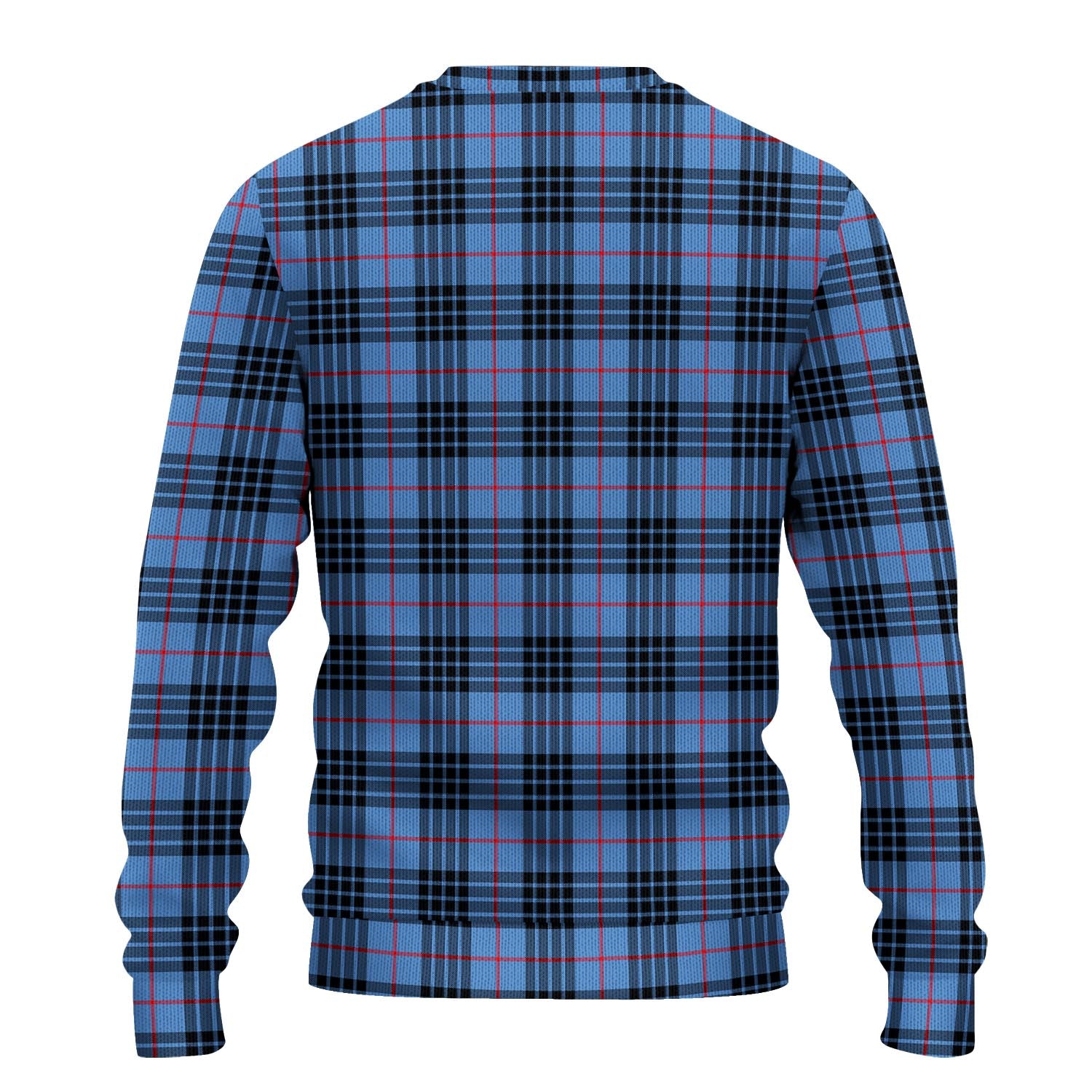 MacKay Blue Tartan Knitted Sweater with Family Crest - Tartanvibesclothing