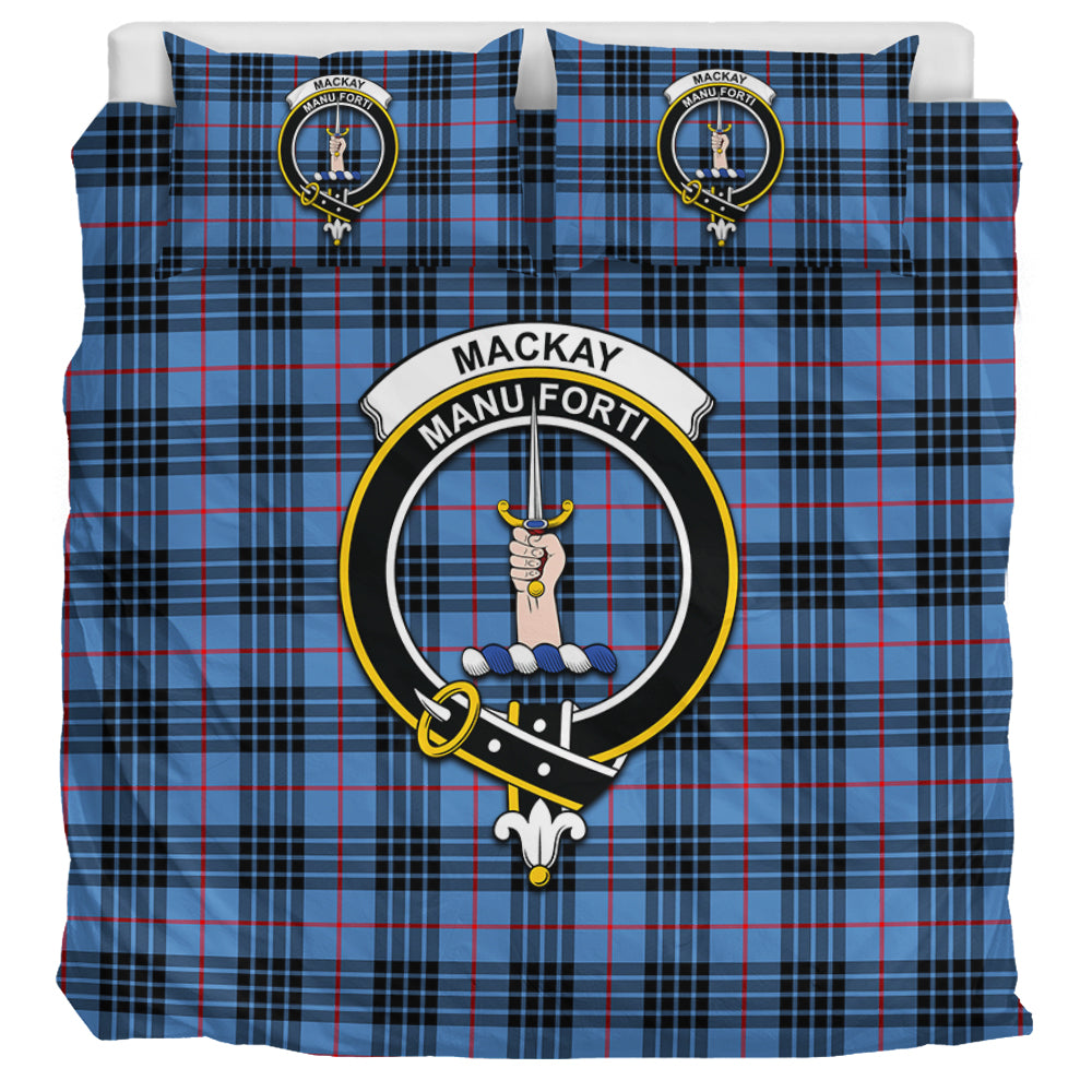 MacKay Blue Tartan Bedding Set with Family Crest UK Bedding Set UK Super King 104*94 inch - Tartan Vibes Clothing