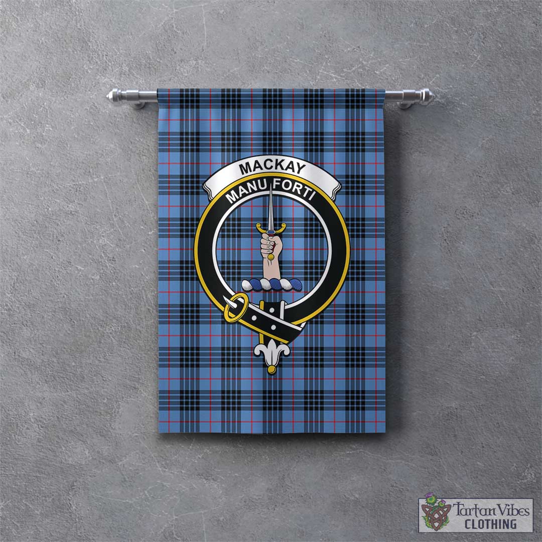 Tartan Vibes Clothing MacKay Blue Tartan Gonfalon, Tartan Banner with Family Crest