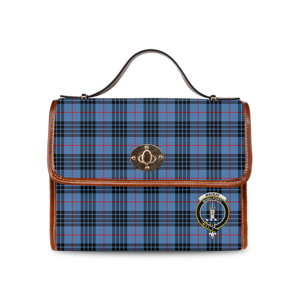 mackay-blue-tartan-leather-strap-waterproof-canvas-bag-with-family-crest