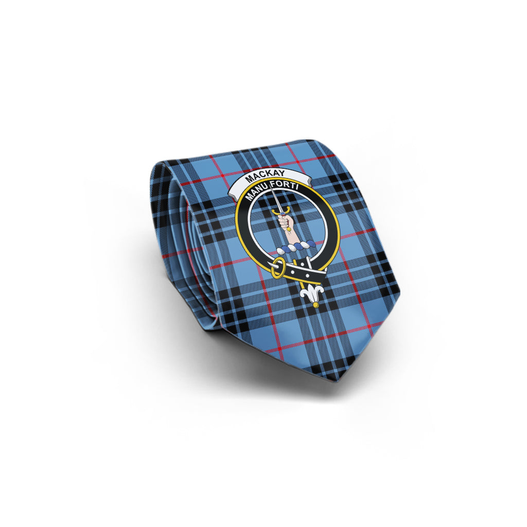 MacKay Blue Tartan Classic Necktie with Family Crest - Tartan Vibes Clothing