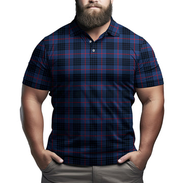 MacKay Blue Modern Tartan Mens Polo Shirt