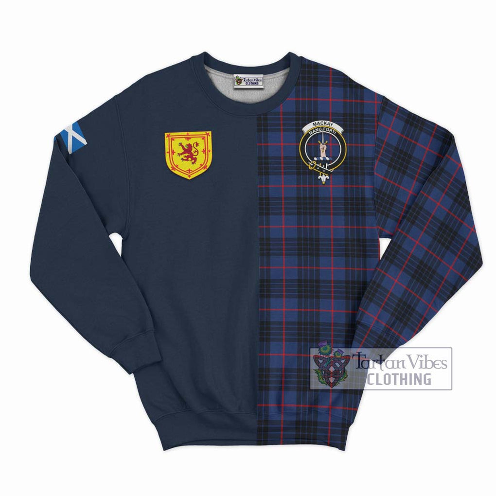 Tartan Vibes Clothing MacKay Blue Modern Tartan Sweatshirt with Scottish Lion Royal Arm Half Style