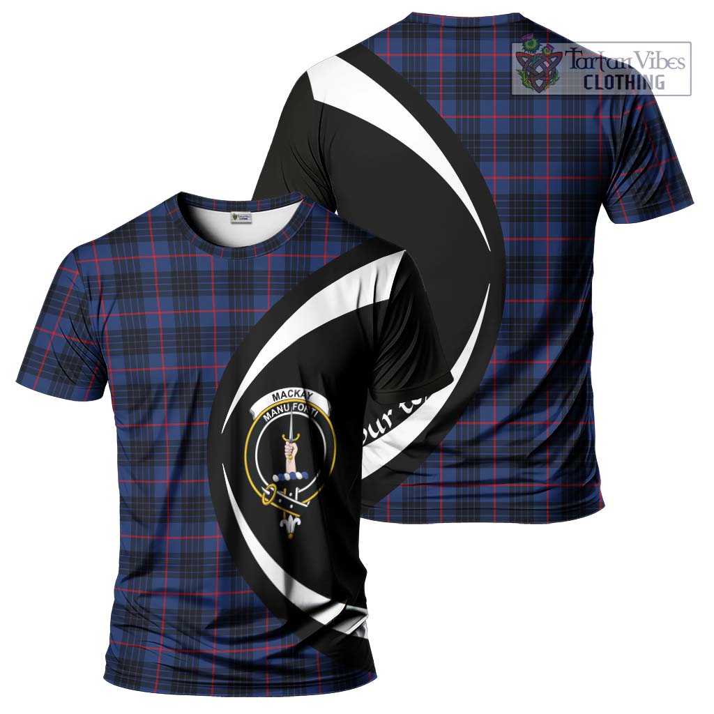 Tartan Vibes Clothing MacKay Blue Modern Tartan T-Shirt with Family Crest Circle Style