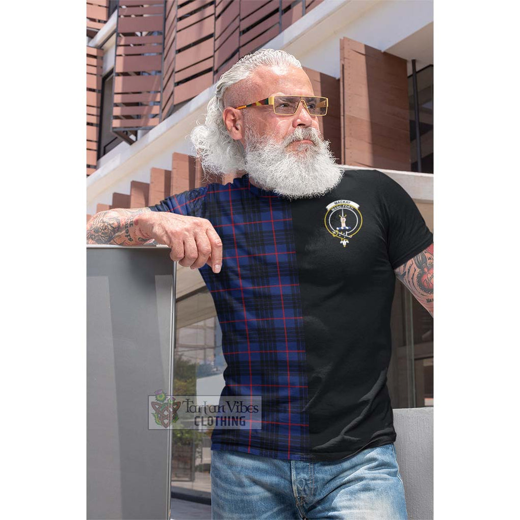 Tartan Vibes Clothing MacKay Blue Modern Tartan Cotton T-shirt with Family Crest and Half Of Me Style