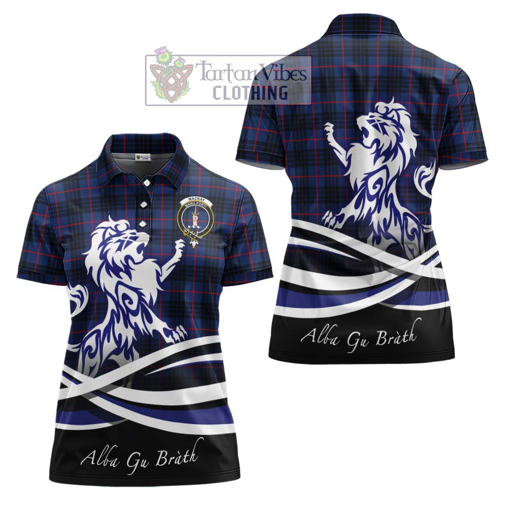 MacKay Blue Modern Tartan Women's Polo Shirt with Alba Gu Brath Regal Lion Emblem Women - Tartanvibesclothing Shop