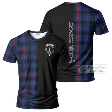 MacKay Blue Modern Tartan T-Shirt with Family Crest and Half Of Me Style