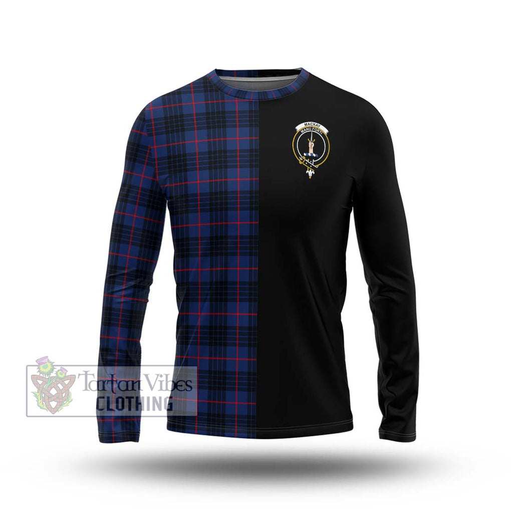 MacKay Blue Modern Tartan Long Sleeve T-Shirt with Family Crest and Half Of Me Style Unisex - Tartanvibesclothing Shop