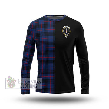 MacKay Blue Modern Tartan Long Sleeve T-Shirt with Family Crest and Half Of Me Style