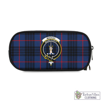 MacKay Blue Modern Tartan Pen and Pencil Case with Family Crest