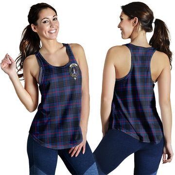 MacKay Blue Modern Tartan Women Racerback Tanks with Family Crest