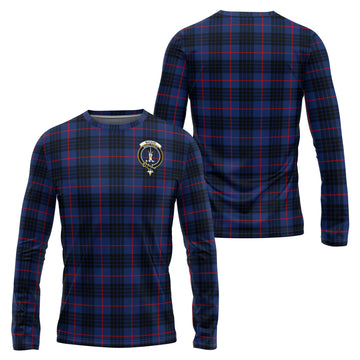 MacKay Blue Modern Tartan Long Sleeve T-Shirt with Family Crest