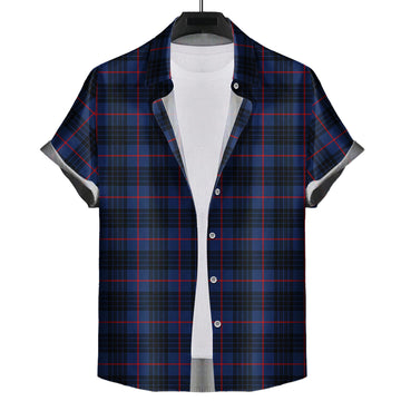 MacKay Blue Modern Tartan Short Sleeve Button Down Shirt