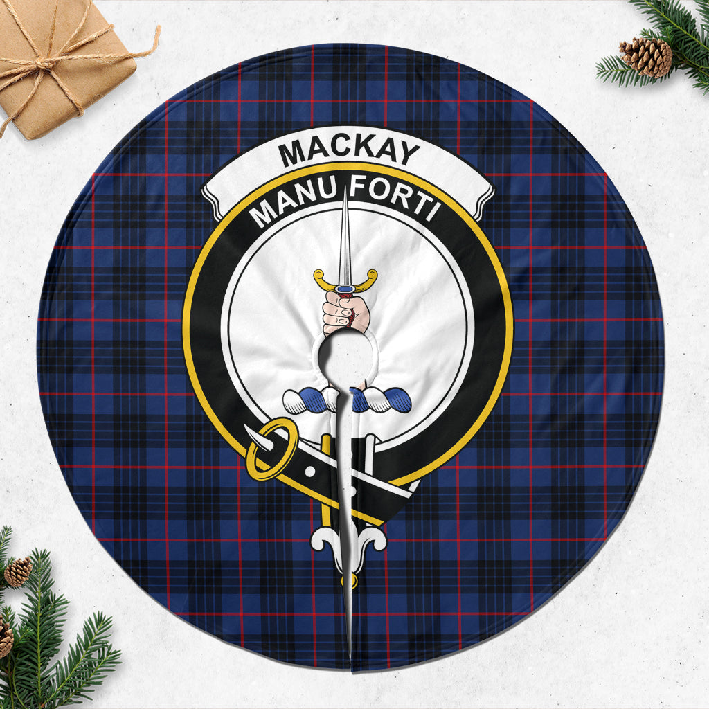 MacKay Blue Modern Tartan Christmas Tree Skirt with Family Crest - Tartanvibesclothing