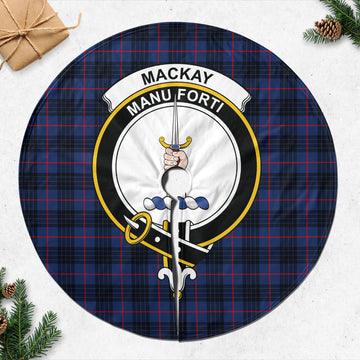 MacKay Blue Modern Tartan Christmas Tree Skirt with Family Crest