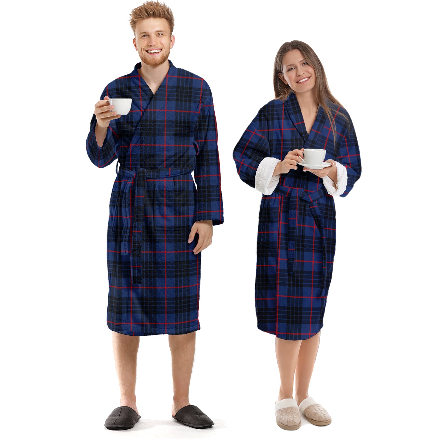 MacKay Blue Modern Tartan Bathrobe Unisex S - Tartan Vibes Clothing