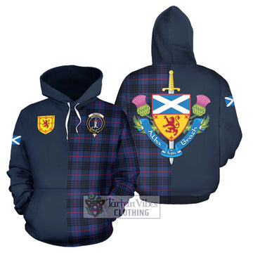 MacKay Blue Modern Tartan Hoodie Alba with Scottish Lion Royal Arm Half Style