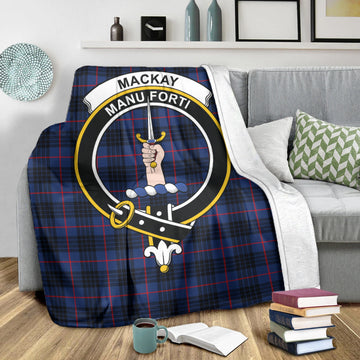 MacKay Blue Modern Tartan Blanket with Family Crest