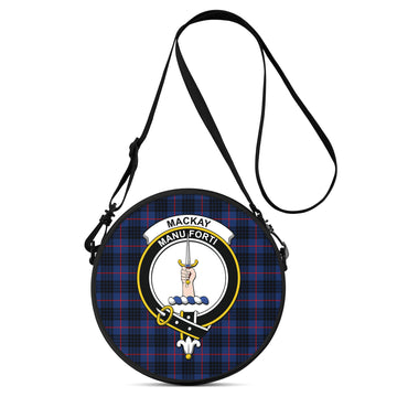 MacKay Blue Modern Tartan Round Satchel Bags with Family Crest