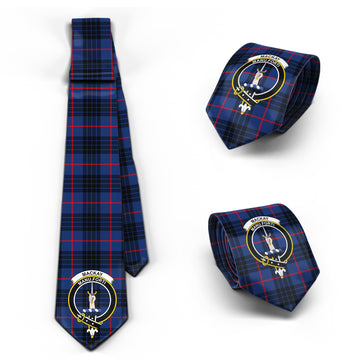 MacKay Blue Modern Tartan Classic Necktie with Family Crest