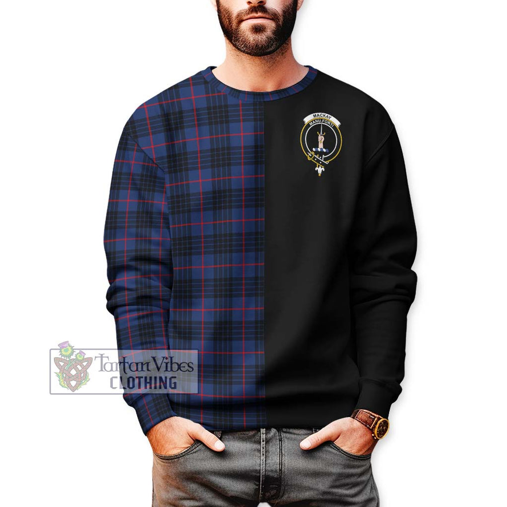 MacKay Blue Modern Tartan Sweatshirt with Family Crest and Half Of Me Style Unisex - Tartanvibesclothing Shop