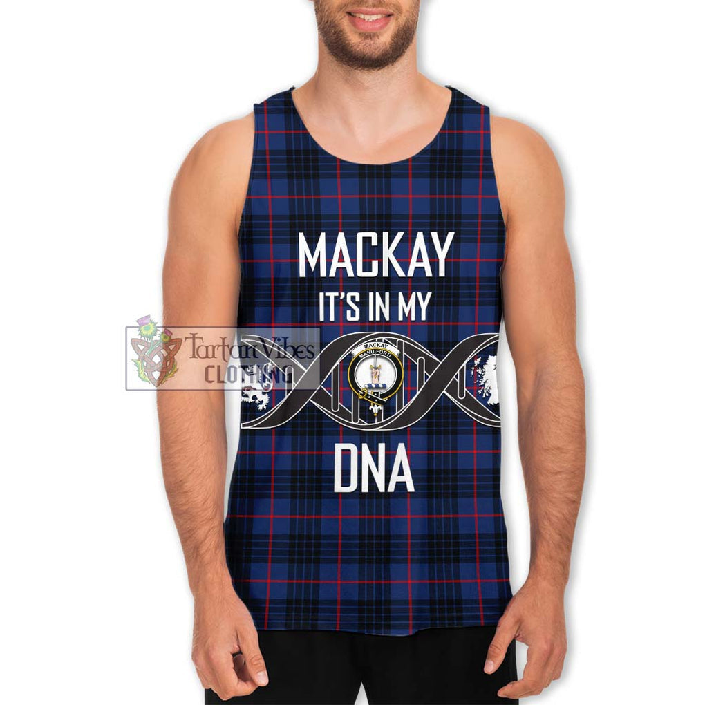 MacKay Blue Modern Tartan Men's Tank Top with Family Crest DNA In Me Style Men - Tartanvibesclothing Shop