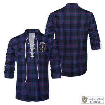 MacKay Blue Modern Tartan Men's Scottish Traditional Jacobite Ghillie Kilt Shirt with Family Crest