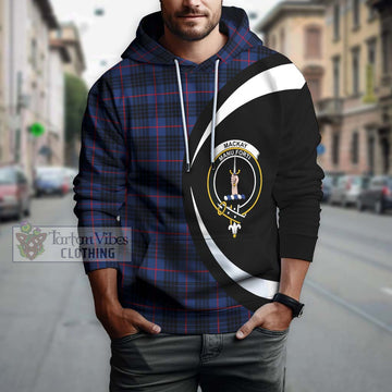 MacKay Blue Modern Tartan Hoodie with Family Crest Circle Style