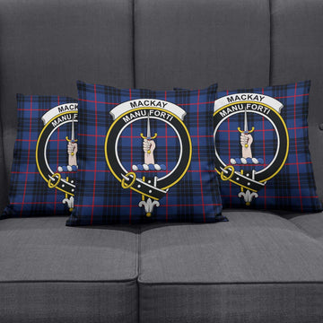 MacKay Blue Modern Tartan Pillow Cover with Family Crest