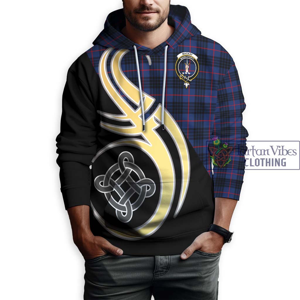 MacKay Blue Modern Tartan Hoodie with Family Crest and Celtic Symbol Style Zip Hoodie - Tartan Vibes Clothing