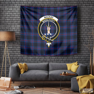 MacKay Blue Modern Tartan Tapestry Wall Hanging and Home Decor for Room with Family Crest