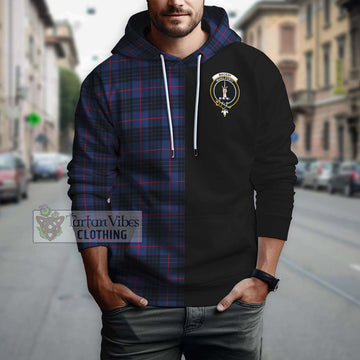 MacKay Blue Modern Tartan Hoodie with Family Crest and Half Of Me Style