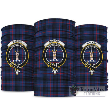 MacKay Blue Modern Tartan Neck Gaiters, Tartan Bandanas, Tartan Head Band with Family Crest