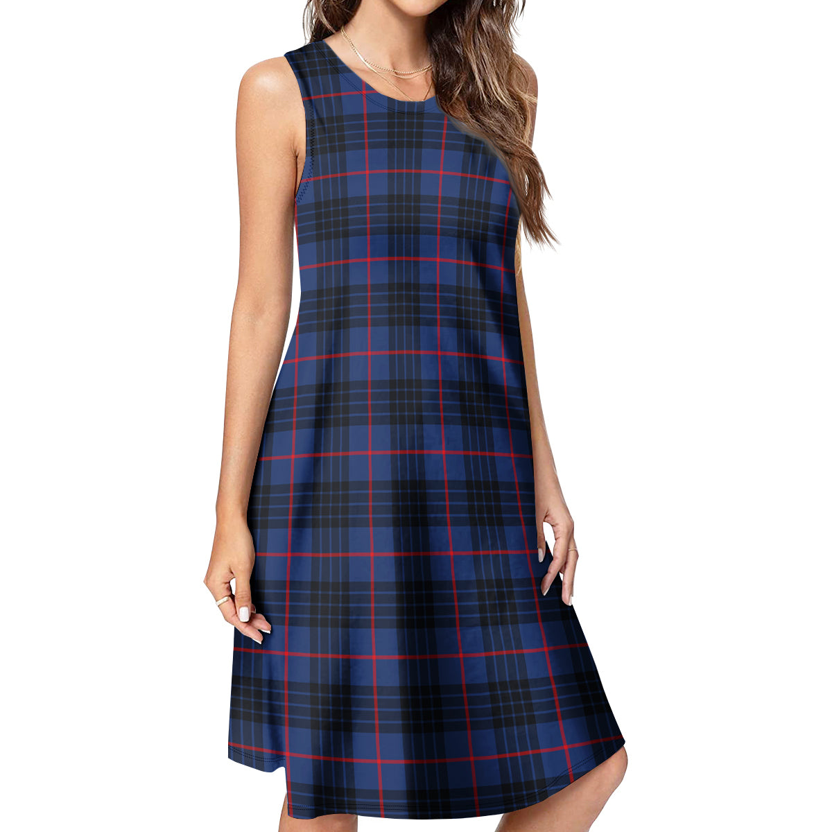 MacKay Blue Modern Tartan Womens Casual Dresses - Tartanvibesclothing