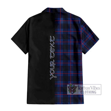 MacKay Blue Modern Tartan Short Sleeve Button Shirt with Family Crest and Half Of Me Style