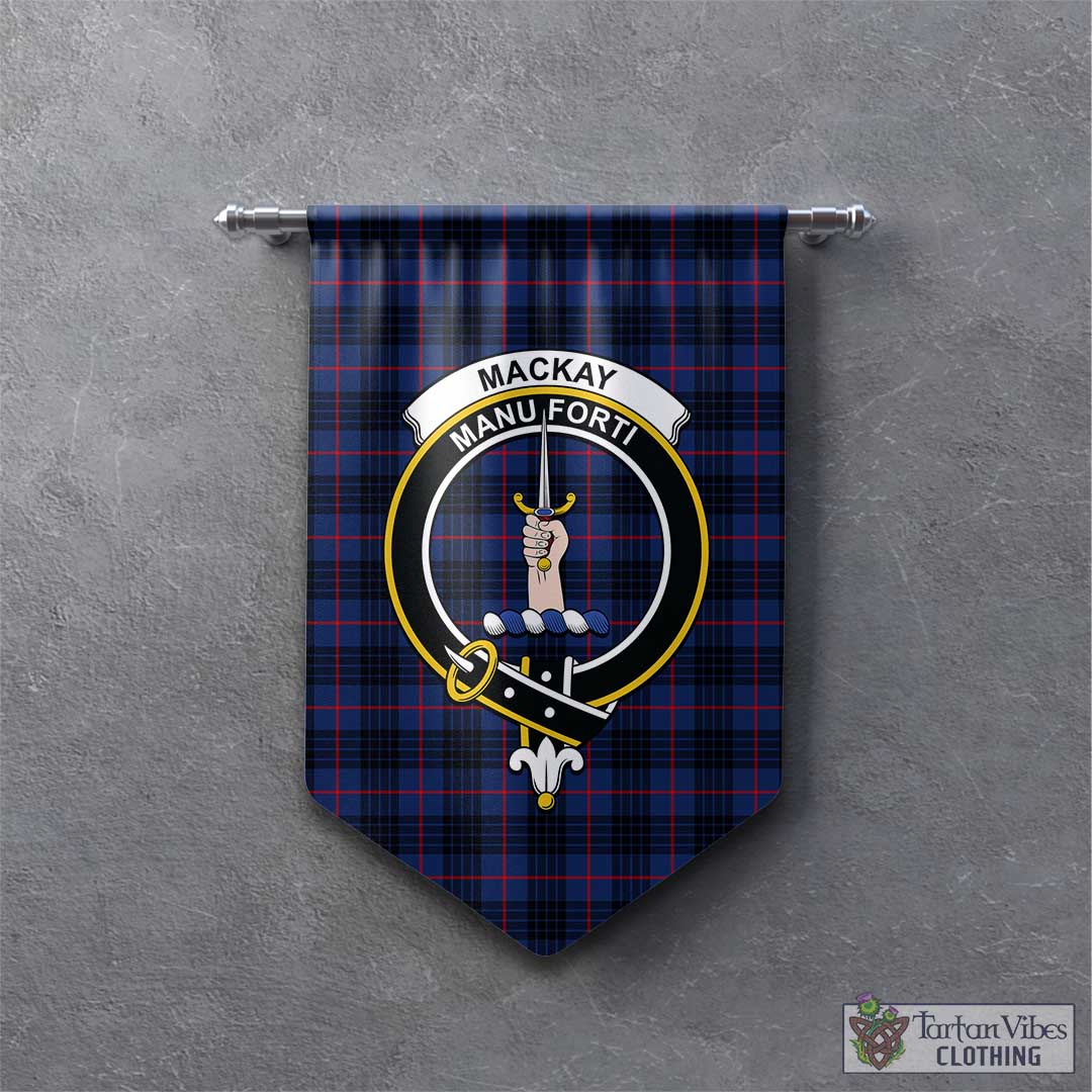 Tartan Vibes Clothing MacKay Blue Modern Tartan Gonfalon, Tartan Banner with Family Crest