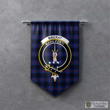 MacKay Blue Modern Tartan Gonfalon, Tartan Banner with Family Crest