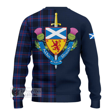 MacKay Blue Modern Tartan Ugly Sweater with Scottish Lion Royal Arm Half Style