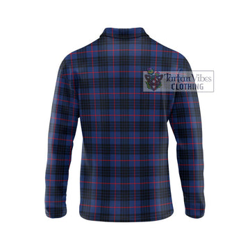 MacKay Blue Modern Tartan Long Sleeve Polo Shirt with Family Crest DNA In Me Style