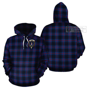 MacKay Blue Modern Tartan Cotton Hoodie with Family Crest