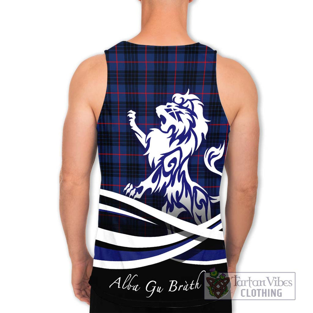 MacKay Blue Modern Tartan Men's Tank Top with Alba Gu Brath Regal Lion Emblem - Tartanvibesclothing Shop